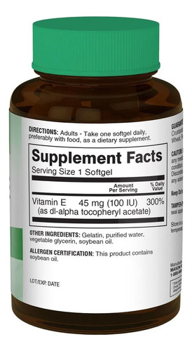 Vitamina E People's Choice Immune Health 30 Cápsulas Sin Sabor 3