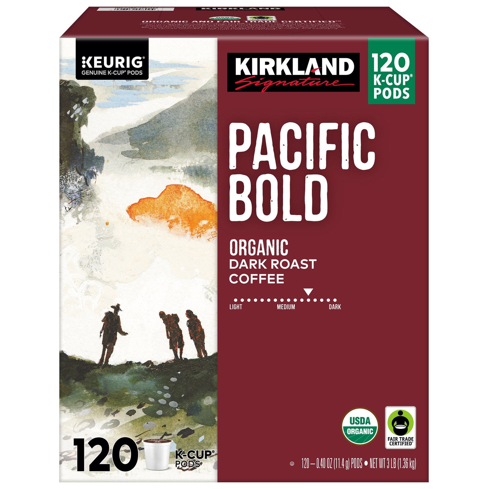 Kirkland Signature Organic Pacific Bold Dark-Roast Coffee, 120 K-Cup Pods 2