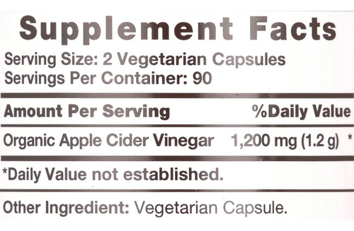 Natures Truth Vinagre De Manzana 1200mg 180 Caps Sabor Sin Sabor 3