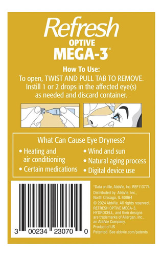 Refresh Optive Mega-3 Lubricant Eye Drops 70 Vials 5