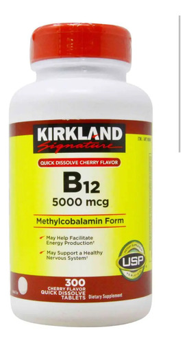 Vitamina B12 Kirkland 5000 Mcg 300 Tomas Disolución Rápida Cereza