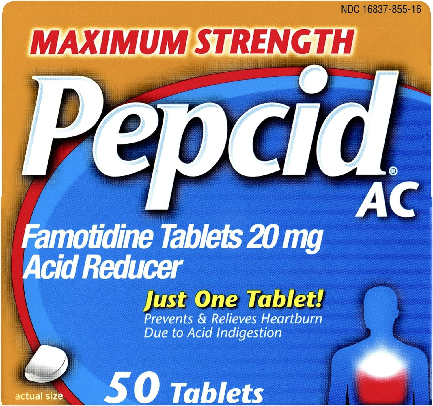 Pepcid AC Famotidine 20 mg Reductor de Acidez, 50 Tabletas