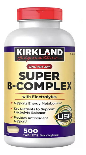 Kirkland Signature Super B-complex Con Electrolitos 500 Tab Sin Sabor