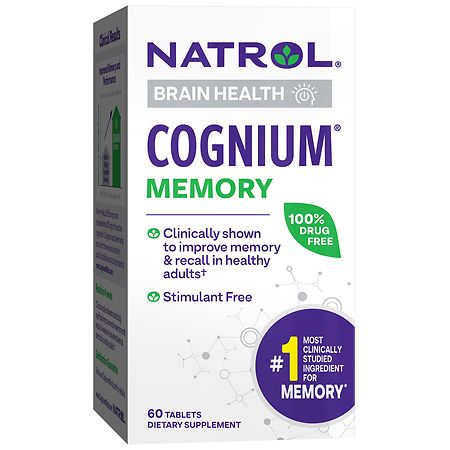 Natrol Cognium Memory Tablets Dietary Supplement for Brain Health Support 100mg 60 Count